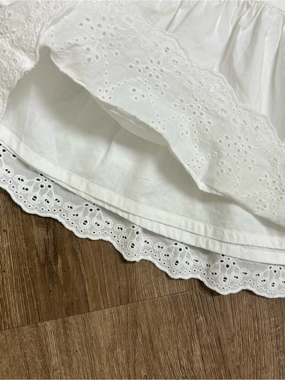 child of mine White Eyelet Dress with Ruffled Straps - Picture 3 of 7